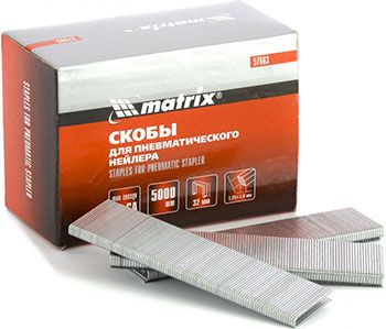 Скобы Matrix 57663 18GA для пневматического степлера 1.25х1.0 мм длина 32 мм ширина 5 7 мм 5000 шт.