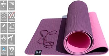 Коврик для йоги Original FitTools 6 мм двуслойный TPE бордово розовый