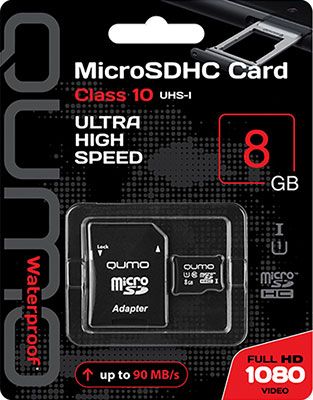 Карта памяти QUMO MicroSDHC 8GB Class 10 UHS I