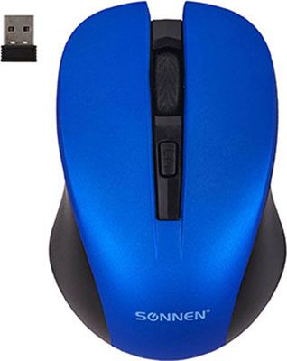 Мышь беспроводная с бесшумным кликом Sonnen V18 USB 800/1200/1600 dpi 4 кнопки синяя 513515