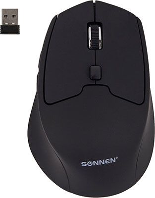Мышь беспроводная Sonnen V33 USB 800/1200/1600 dpi 6 кнопок оптическая черная SOFT TOUCH 513517