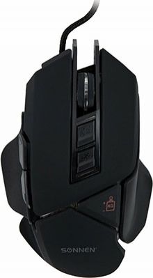 Мышь проводная игровая Sonnen Q10 7 кнопок программируемая 6400 dpi LED-подсветка черная 513522