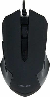 Мышь проводная игровая Sonnen I3 пластик 6 кнопок 800-2400 dpi LED-подсветка черная 513523