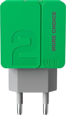 Сетевое ЗУ MoreChoice 2USB 2.4A для Type-C NC46a 1м (Green)