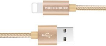 Кабель MoreChoice USB 2.0A для Lightning 8-pin K11i нейлон 1м (Gold)