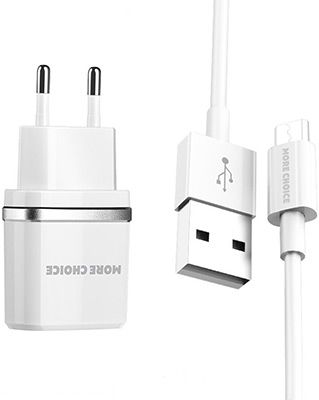 Сетевое ЗУ MoreChoice 2USB 2.4A для micro USB NC22m (White)