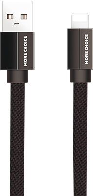 Дата-кабель MoreChoice USB 2.1A для micro плоский USB K20m нейлон 1м (Black)