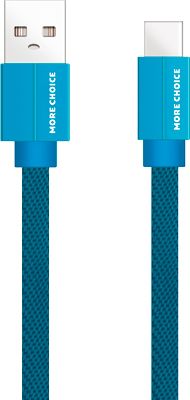 Дата-кабель MoreChoice USB 2.1A для Type-C плоский K20a нейлон 1м (Blue)