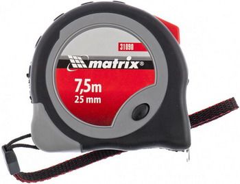 Рулетка Matrix 31090 Continuous fixation 7 5 м х 25 мм двухкомпонентный корпус плавная фиксация