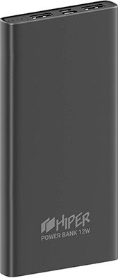 Внешний аккумулятор Hiper Metal10K 10000mAh 2.4A 2xUSB темно-серый (METAL 10K SPACE GRAY)