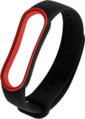 Ремешок двухцветный Red Line для фитнес-браслета Xiaomi Mi Band 5/ Mi Smart Band 6 черный с красной окантовкой УТ000023079