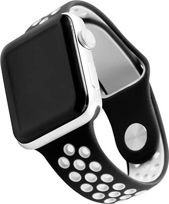 Ремешок силиконовый Red Line двухцветный для Apple watch - 38-40 mm (S3/S4/S5 SE/S6) черно-белый