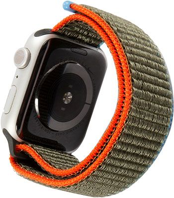 Ремешок нейлоновый mObility для Apple watch - 38-40 мм (S3/S4/S5 SE/S6) оливковый с сине-красным краем