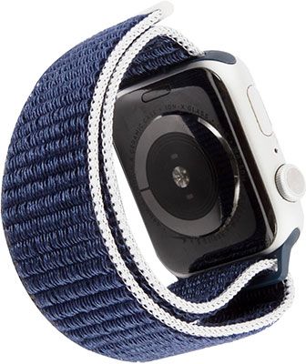 Ремешок нейлоновый mObility для Apple watch - 38-40 мм (S3/S4/S5 SE/S6) темно-синий с серо-голубым краем