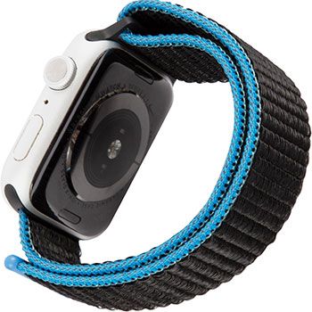 Ремешок нейлоновый mObility для Apple watch - 38-40 мм (S3/S4/S5 SE/S6) уголь с сине-серым краем