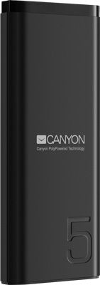 Внешний аккумулятор Canyon PB-53 с дополнительным Type-C входом 5000 мАч IN 5V / 2A Micro USB/Type-C) OUT 5V-21A USB) Smart IC черный