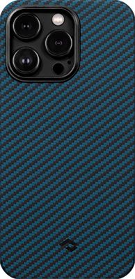 Чеxол (клип-кейс) Pitaka для iPhone14 Pro Max 6.7 (Black/Blue Twill)1500D