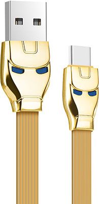Кабель Hoco USB 2.0 в форме стального человека с подсветкой U14 AM/Type-C золотой 1.2м 6957531049487
