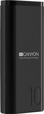Внешний аккумулятор Canyon PB-103 с дополнительным Type-C входом 10000 мАч IN 5V / 2A Micro USB/Type-C) OUT 5V-21A USB) Smart IC черный