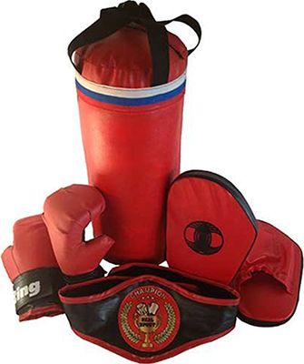 Набор боксерский RealSport ЧЕМПИОН (мешок 40 см перчатки лапы пояс чемпиона)