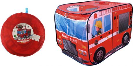 Палатка-домик детская пожарная машина 114 х73 х73 см красный