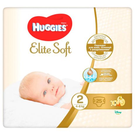 Подгузники Huggies Elite Soft 25шт 4-6кг 2