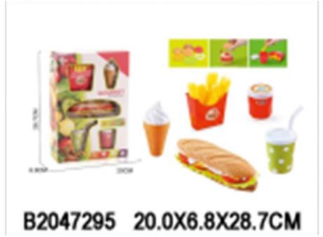 Набор игровой продукты мороженое/картофель фри/сок/соус/гамбургер 28, 7*6, 8*20 см