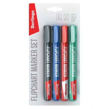 Набор маркеров для флипчартов берлинго юнилайн fm200 4 цв 2.0 мм 210620