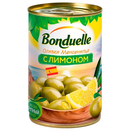 Оливки Bonduelle 314г с лимоном ж/б ключ