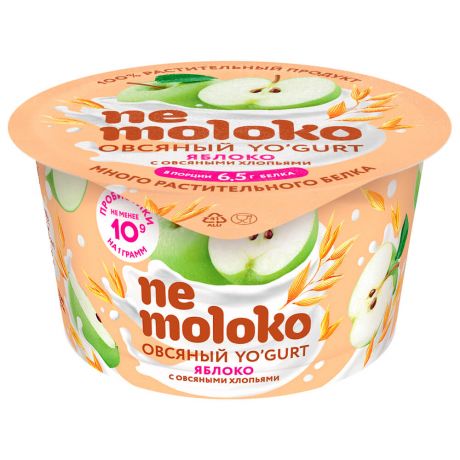 Продукт овсяный Nemoloko 130 г йогурт яблоко с овсяными хлопьями