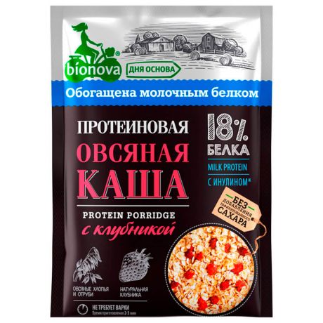 Каша бионова 40 г протеиновая б/п овсяная с клубникой