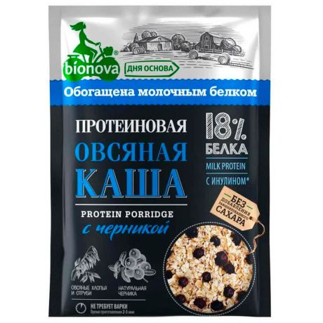 Каша бионова 40 г протеиновая б/п овсяная с черникой