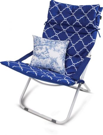 Кресло-шезлонг ника со съемным матрасом и декоративной подушкой синий hhk6/bl