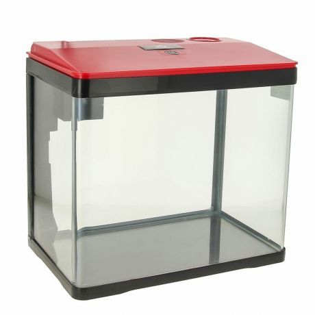 PRIME Prime аквариум с LED светильником, фильтром и кормушкой, красно-черный 15 л