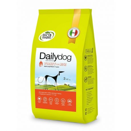 Dailydog Dailydog Adult Large Breed Turkey and Rice сухой корм для собак крупных пород, с индейкой и рисом - 3 кг