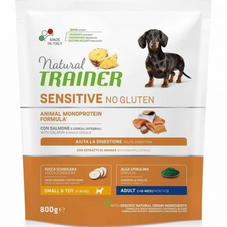 TRAINER Trainer Natural Sensitive No Gluten Adult Mini сухой корм для собак мелких пород с чувствительным пищеварением с лососем - 800 г