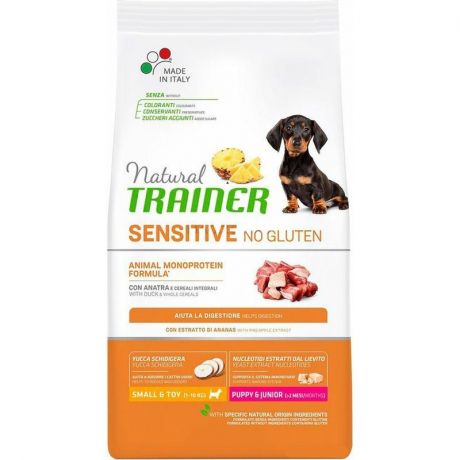 TRAINER Trainer Natural Sensitive No Gluten Puppy & Junior сухой корм для щенков мелких пород с чувствительным пищеварением с уткой - 2 кг