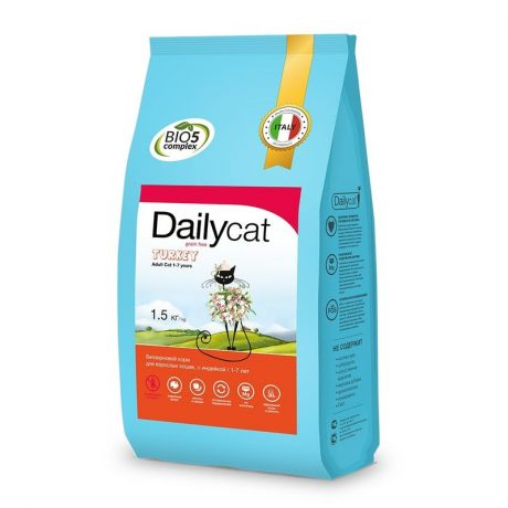 Dailycat Dailycat Grain Free Adult сухой корм для кошек, с индейкой, беззерновой - 1,5 кг
