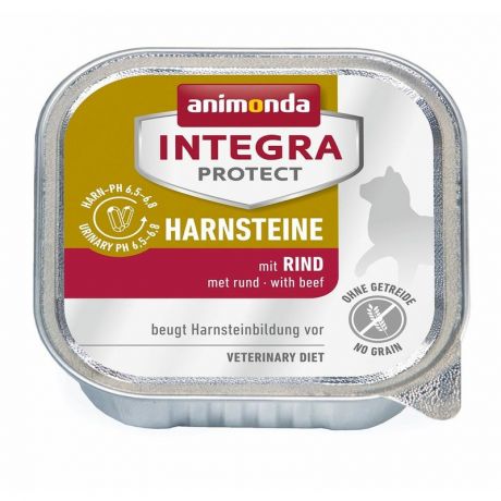 Animonda Animonda Integra Protect Urinary влажный корм для кошек при МКБ, беззерновой, паштет c говядиной, в ламистерах - 100 г