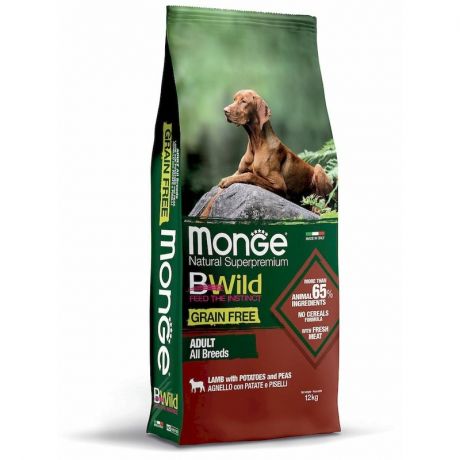 Monge Monge Dog BWild GRAIN FREE беззерновой корм из мяса ягненка с картофелем для взрослых собак всех пород