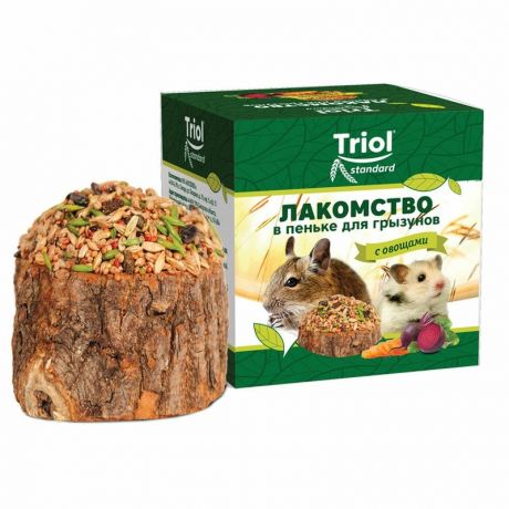 TRIOL Triol Standard лакомство в пеньке для мелких грызунов с овощами, 70 г