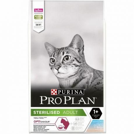 PRO PLAN Pro Plan Sterilised OptiSavour сухой корм для стерилизованных кошек и кастрированных котов, с высоким содержанием трески и форелью