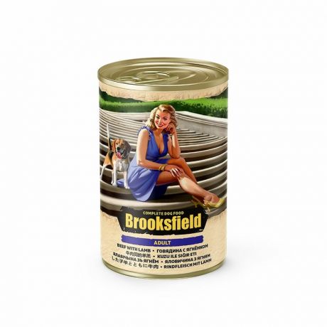 Brooksfield Brooksfield Adult Dog влажный корм для собак с говядиной, ягнёнком и рисом в консервах - 400 г