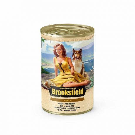 Brooksfield Brooksfield Adult Dog влажный корм для собак с говядиной и рисом в консервах - 400 г