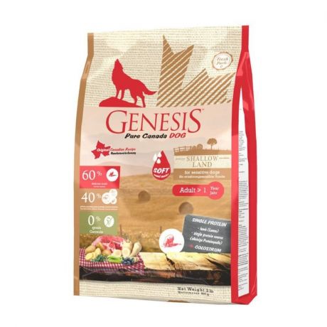 GENESIS Genesis Pure Canada Shallow Land полувлажный корм для взрослых собак с ягненком - 907 г