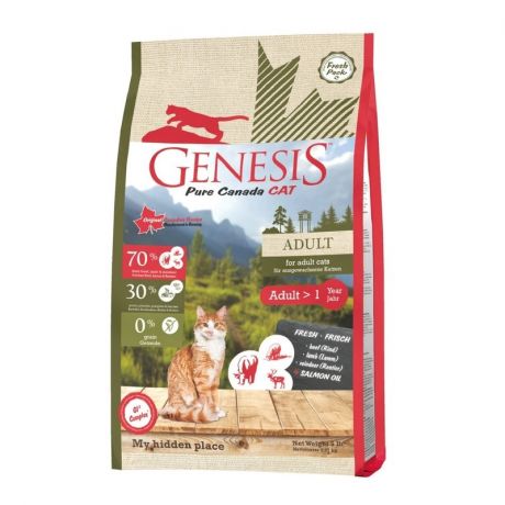GENESIS Genesis Pure Canada My hidden place сухой корм для взрослых кошек с говядиной, ягненком и мясом оленя
