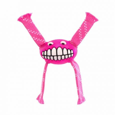 Rogz Игрушка для собак ROGZ Flossy Grinz S с принтом "зубы" и пищалкой розовая - 165 мм
