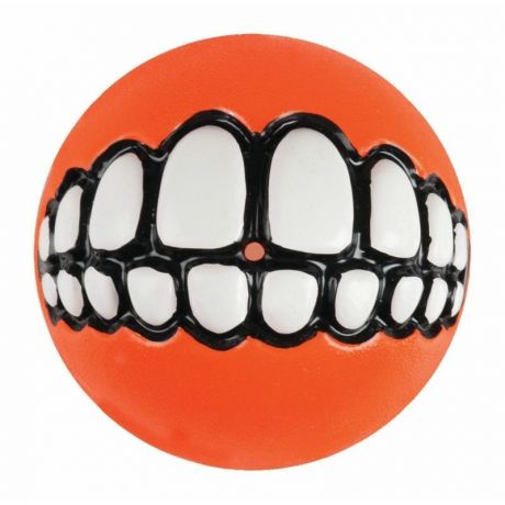 Rogz Игрушка для собак ROGZ Grinz L мяч с принтом "зубы" и отверстием для лакомства Оранжевый - 78 мм