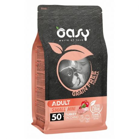 OASY Oasy Dry Dog Grain Free Adult Small сухой корм для взрослых собак мелких и миниатюрных пород беззерновой с индейкой - 800 г