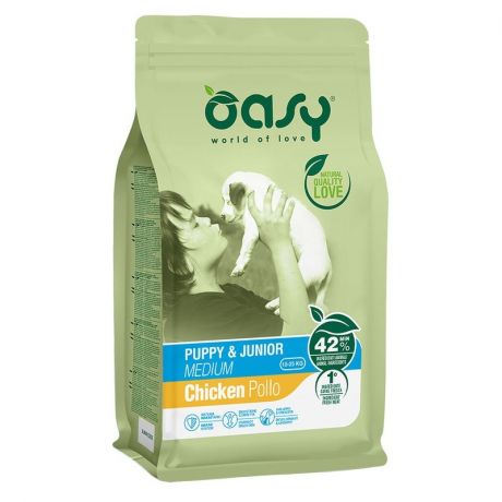 OASY Oasy Dry Puppy & Junior Medium Breed Professional сухой корм для щенков и юниоров средних пород с курицей - 12 кг